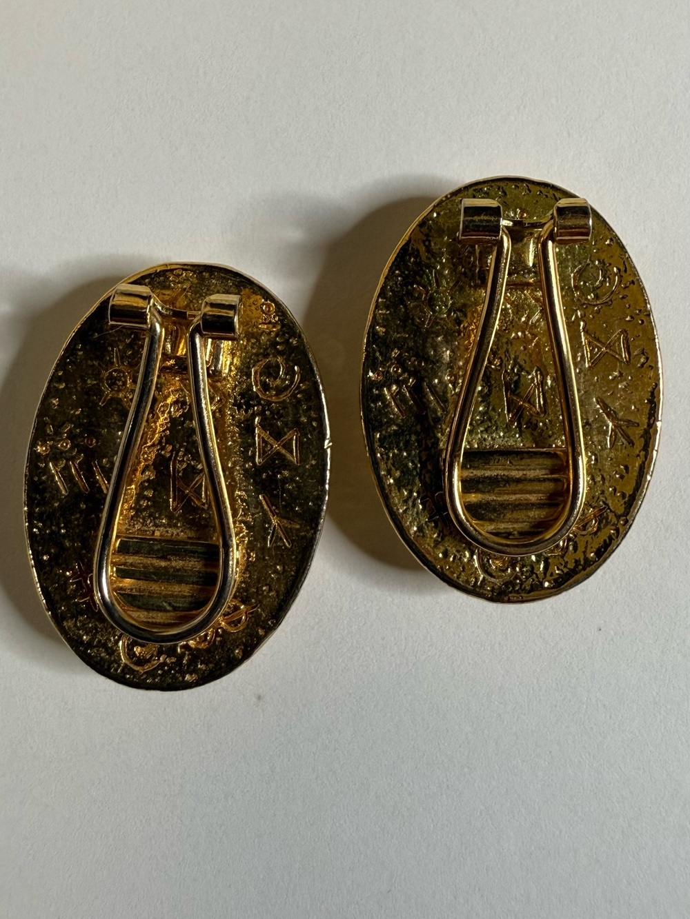 Gold-Tone Clip-On Earrings with Black Oval Cabochons - Picture 3 of 3
